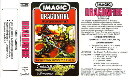 Dragonfire box art for ZX Spectrum